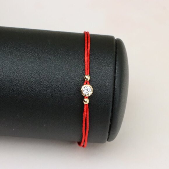 "Minimal Red String Bracelet with Center Stone, XPBL0786 - Picture 9 of 12